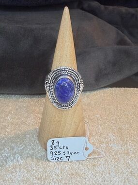 Artisan Crafted Solid Lapis Lazuli set in 925 Silver Ring 7